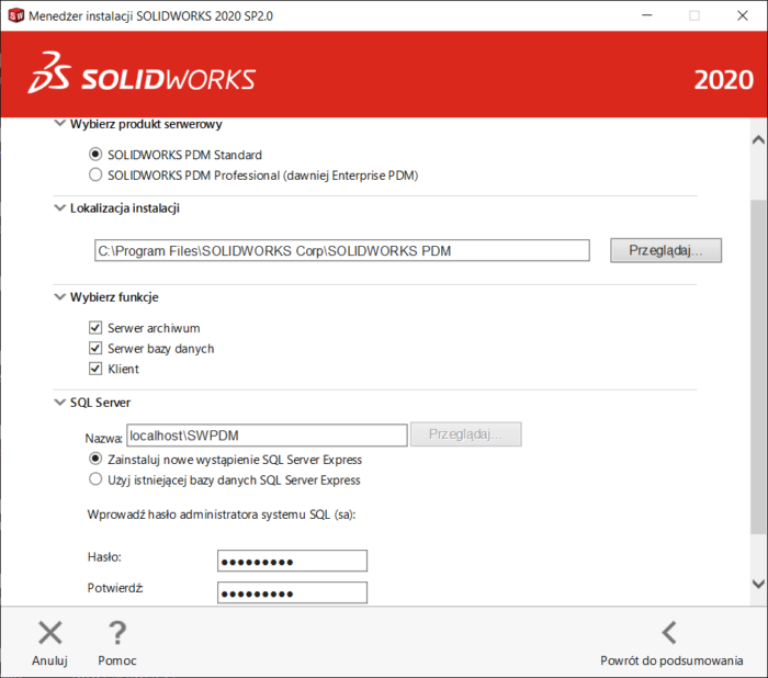 Instrukcja - instalacja komponentów serwera solidworks pdm standard- dps software