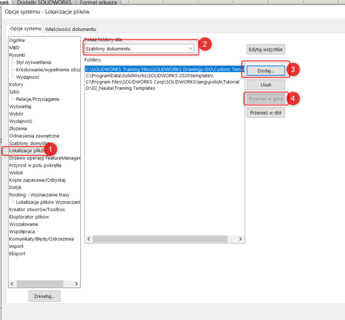 Format arkusza i format rysunku w SOLIDWORKS