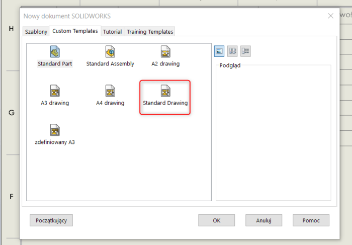 Format arkusza i format rysunku w SOLIDWORKS