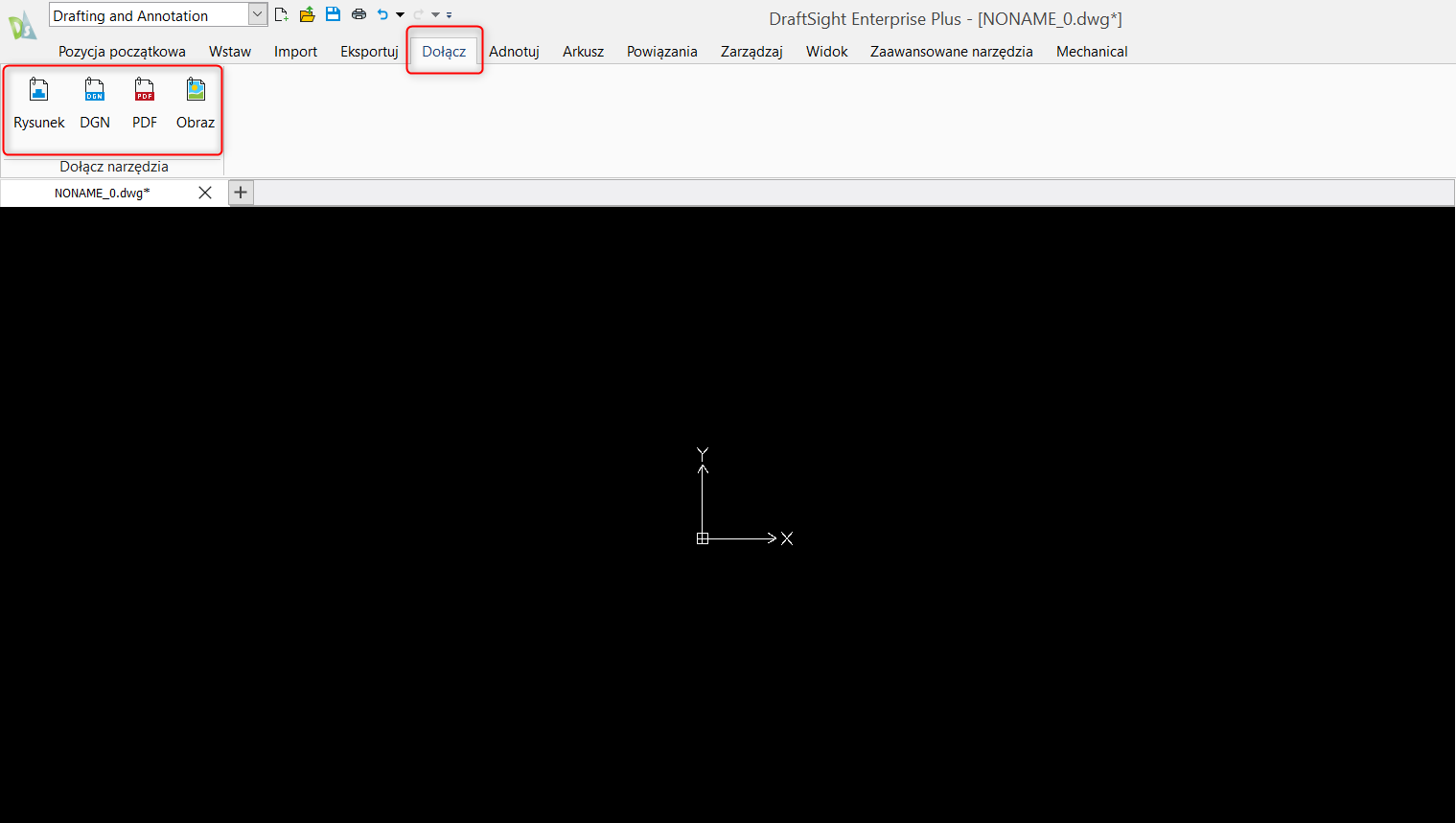 Import plików do programu DraftSight