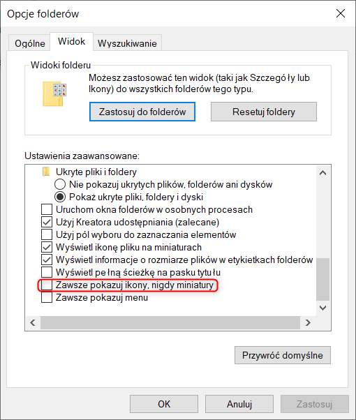 Jak włączyć wyłączyć miniatury plików SOLIDWORKS w eksploratorze Windows?