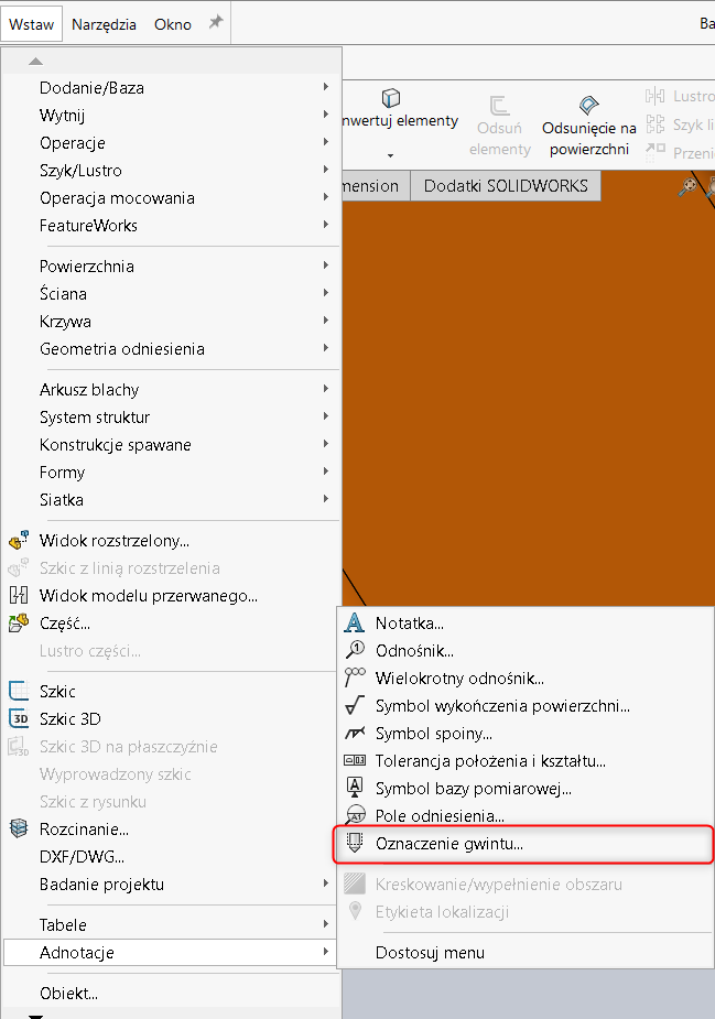 Jak przygotować opis gwintu na etapie modelowania w SOLIDWORKS