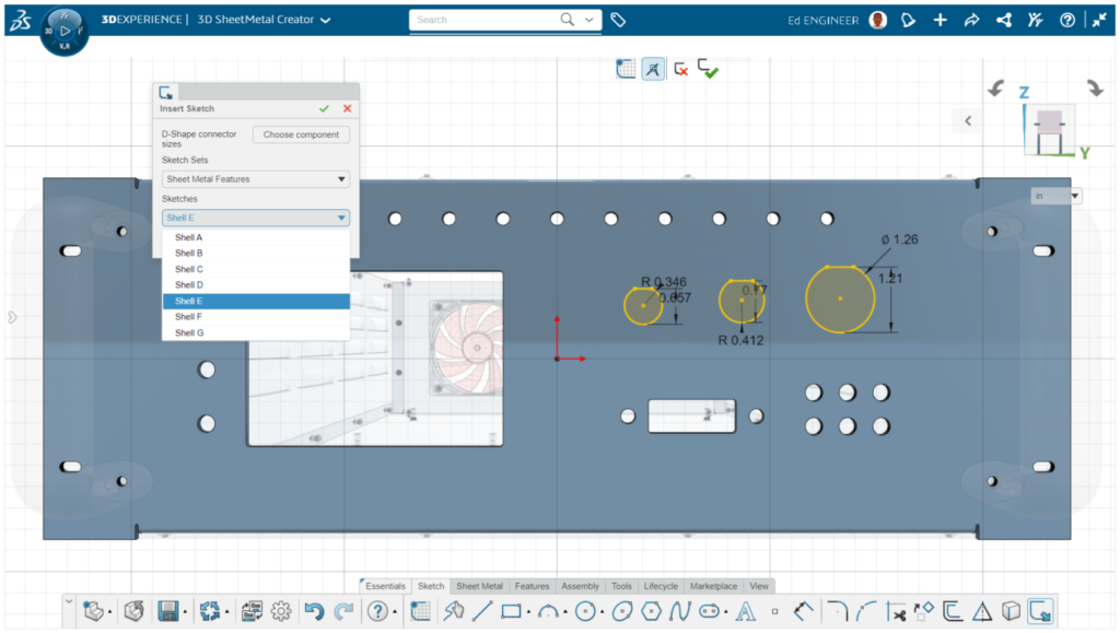 3dEXPERIENCE Wstaw polecenie szkicu