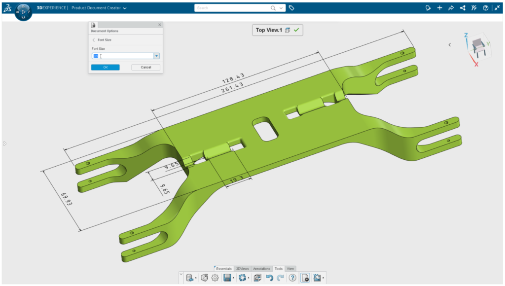 3dexperience R2021x FD05 Kontrola rozmiaru czcionki adnotacji 3D