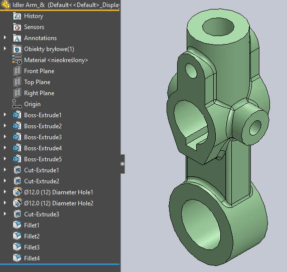 Jak przywrócić operacje zależne w SOLIDWORKS - w pełni przywrócony model