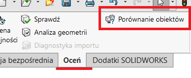 Gdzie jest funkcja w SOLIDWORKS Porównanie obiektów