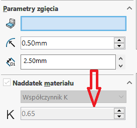 poprzez połączenie właściwości materiałów i parametrów arkusza blachy SOLIDWORKS - automatyzacja czynności