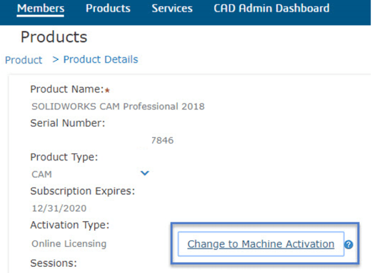 zakładce Admin Portal na my.solidworks.com