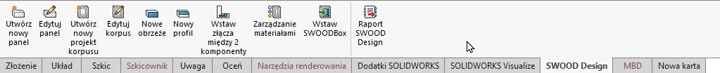 CommandManager SWOOD SOLIDWORKS - dodaj kartę