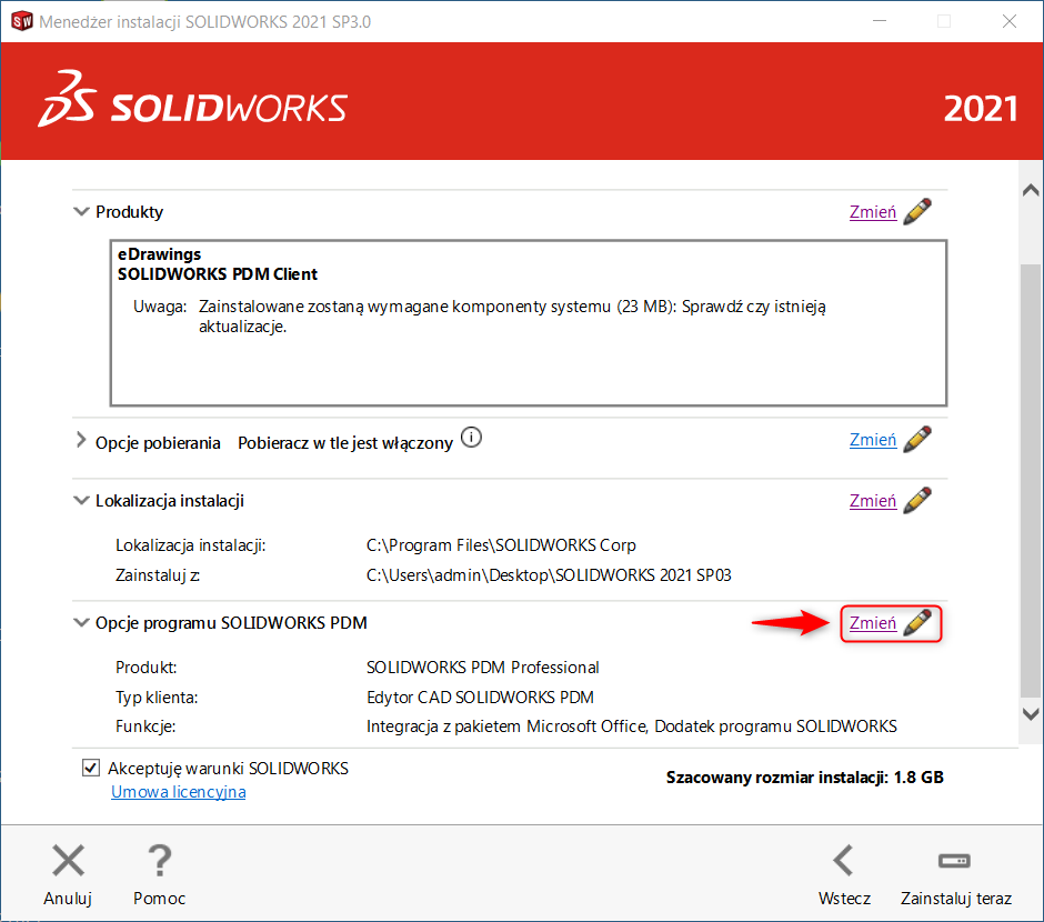 Instrukcja instalacji SOLIDWORKS PDM Client