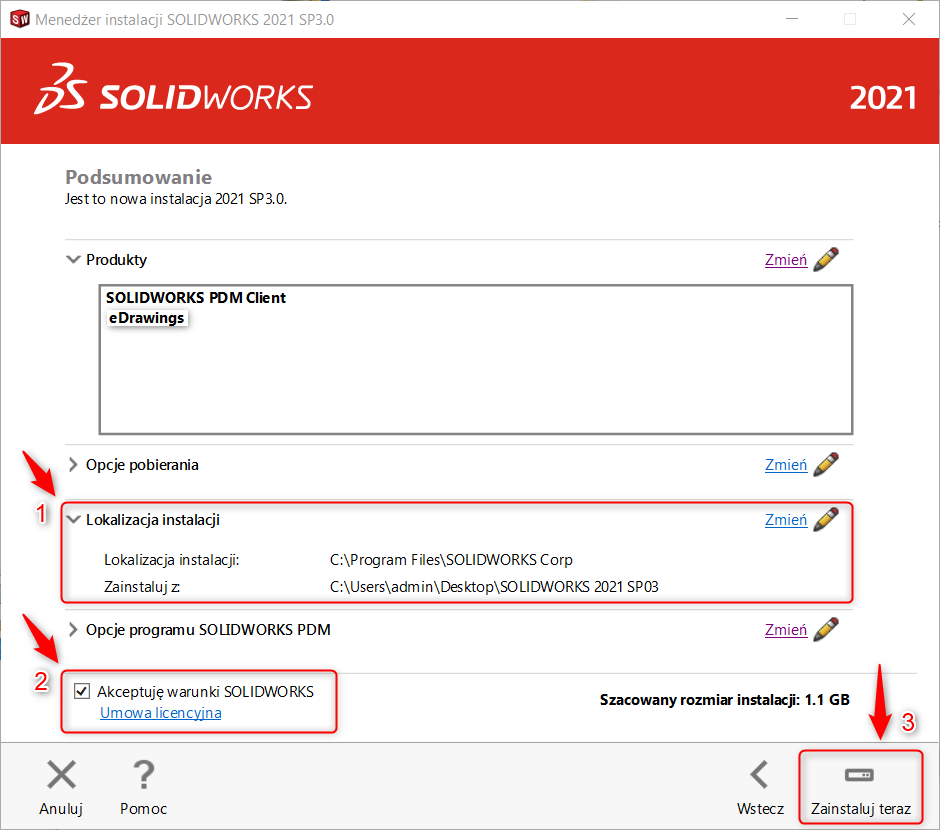 Instrukcja instalacji SOLIDWORKS PDM Client
