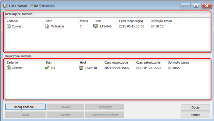 konfiguracja zadania w solidworks pdm