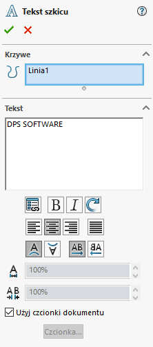 tekst w szkicu solidworks