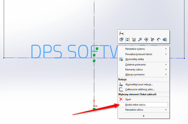 wstawianie tesktu do szkicu w solidworks