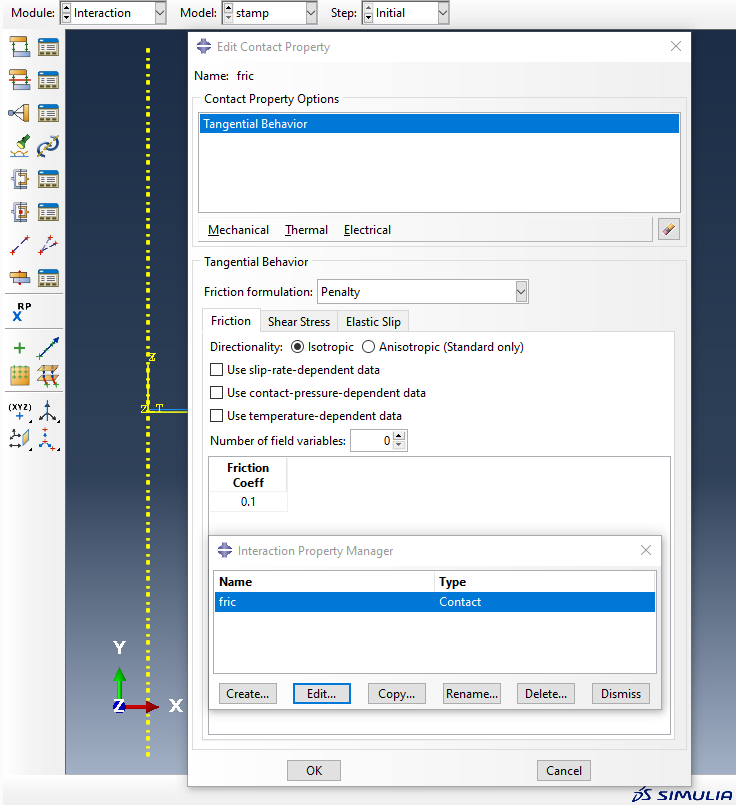 ABAQUS - moduł interaction - tarcie