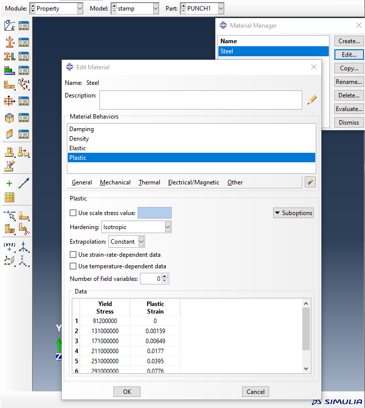 ABAQUS - moduł property - materiał