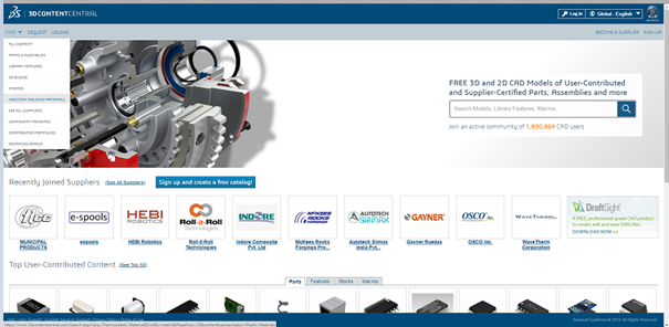 SOLIDWORKS PLASTICS - baza materiałowa 3DCONTENTCENTRAL