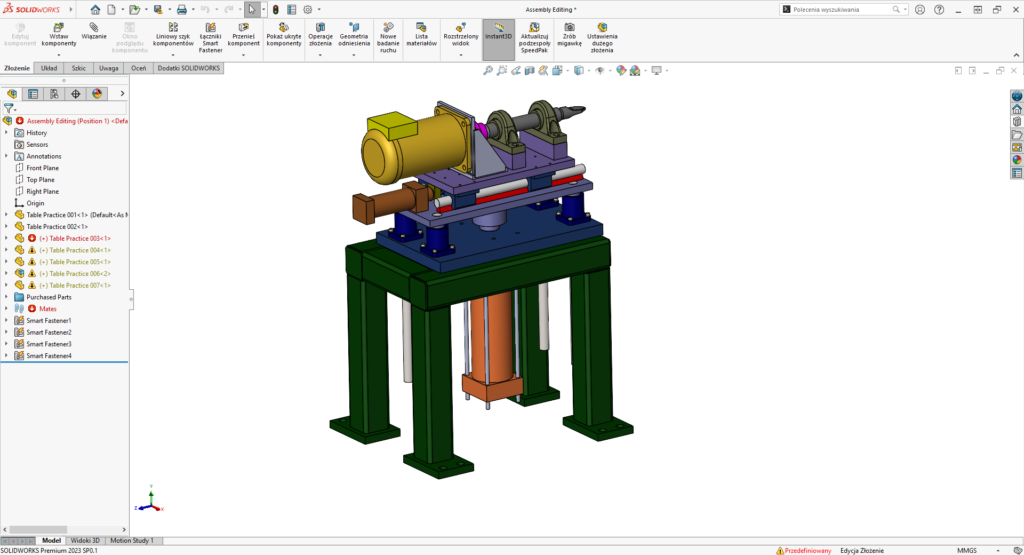 Automatyczna naprawa wiązań w złożeniu - model w SOLIDWORKS