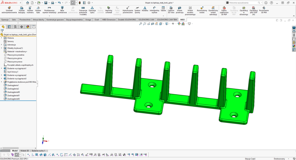 Wstawione otwory i zaokrąglenia