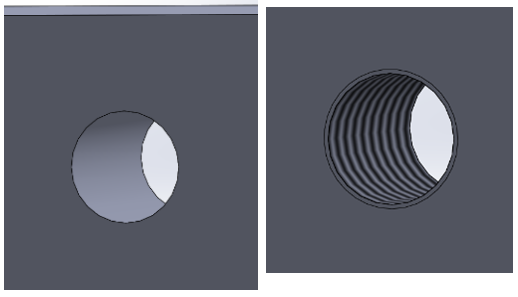 SOLIDWORKS - brak oznaczeń gwintowych w interfejsie grficznym