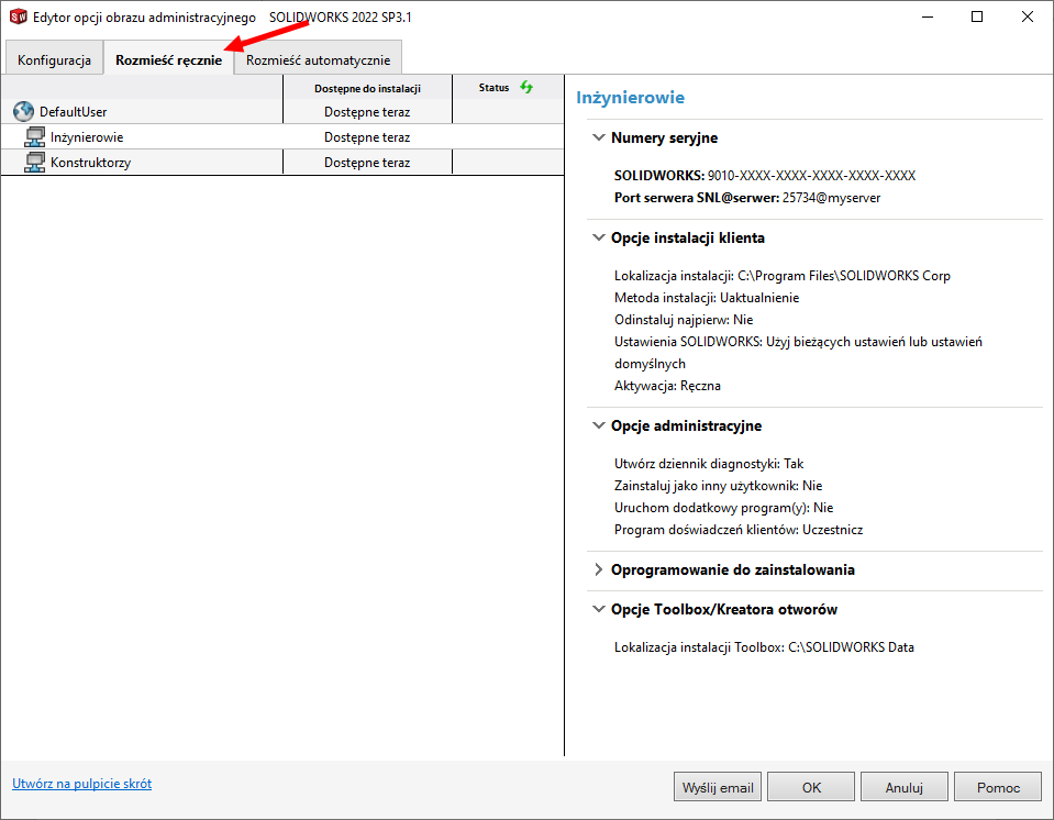 SOLIDWORKS - rozmieść ręcznie