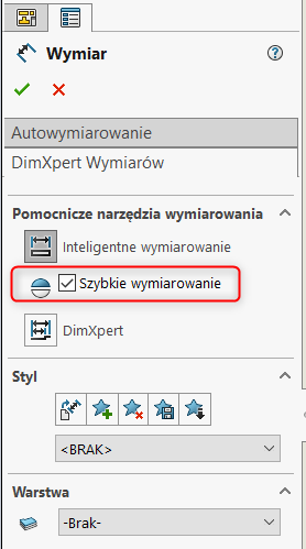 SOLIDWORKS - szybkie wymiarowywanie