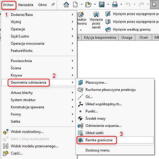 Opcja 'Wstaw -> Ramka graniczna'