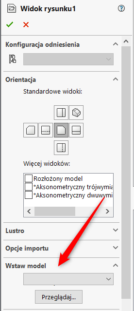 Widok modelu rysunku