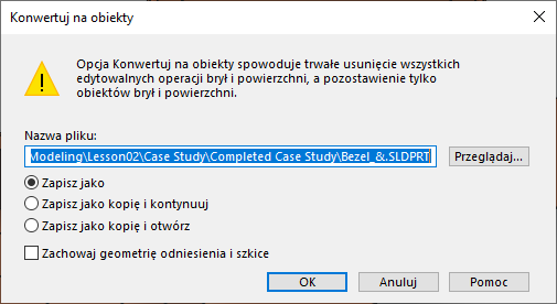 Opcja konwertuj na obiekty