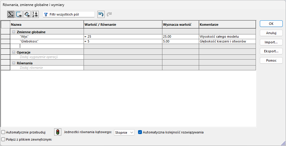 Dodawanie nowych zmiennych