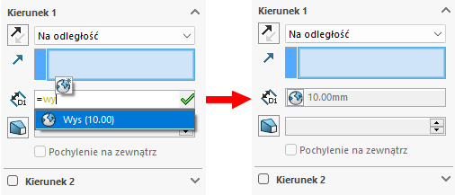 Połączenie zmiennej z wymiarem