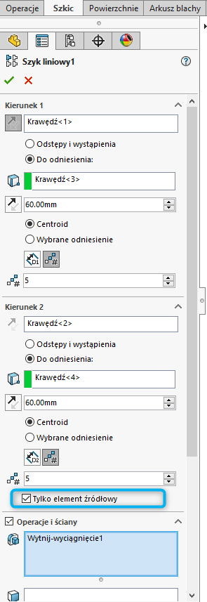 Opcja 'Tylko element źródłowy' 