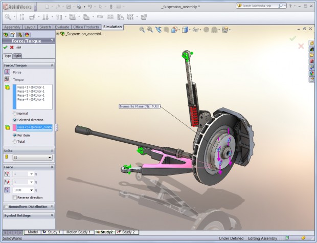 SolidWorks Simulation interfejs