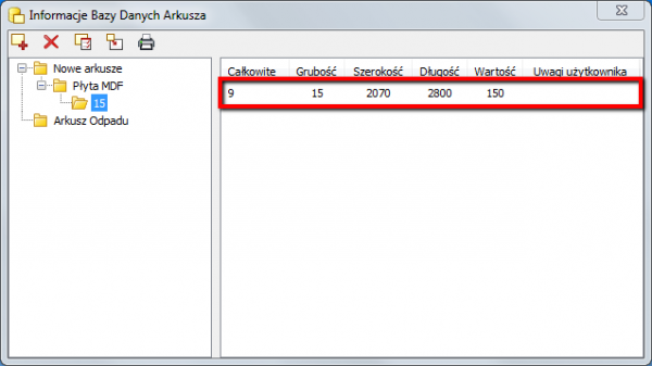 Informacje Bazy Danych arkusza