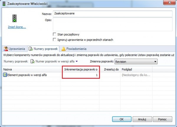 inkrementacja poprawki