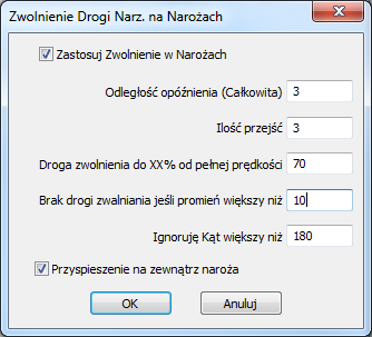 zwolnienie drogi narzędzia na narożach