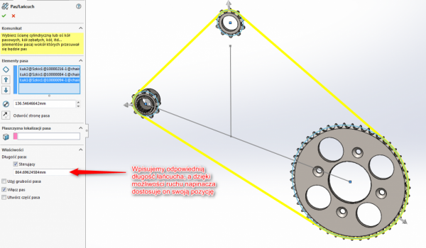 pas łańcuch solidworks