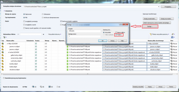 zastąp foldery solidworks