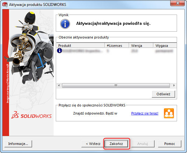 aktywacja licencji serwera solidworks