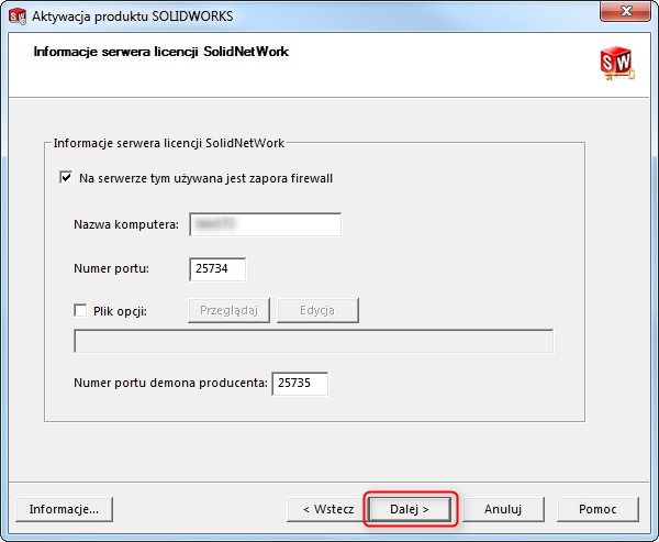 porty solidworks serwer licencji