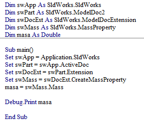 makro solidworks masa