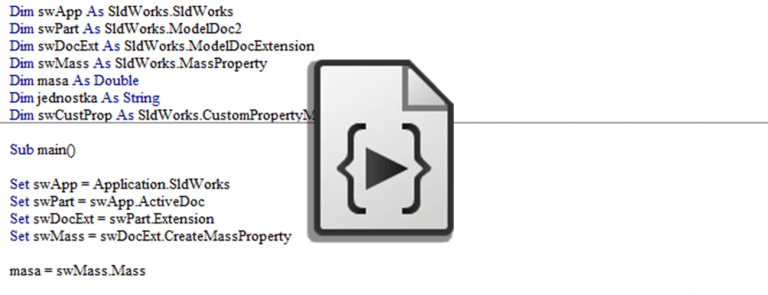 Dodawanie wartości masy makro solidworks