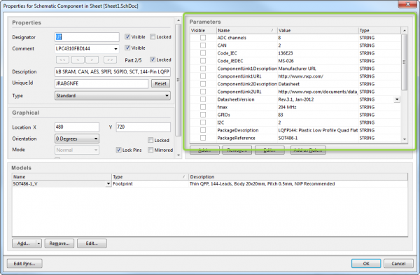 SOLIDWORKS PCB parametry