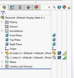 rozwinięcie drzewa operacji solidworks