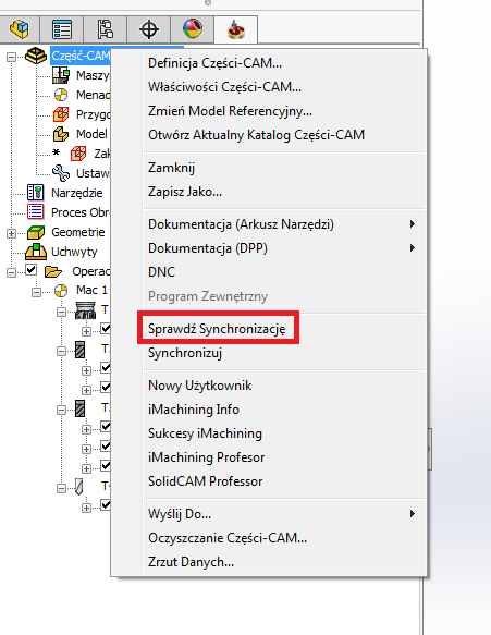 synchronizacja obrobki solidcam