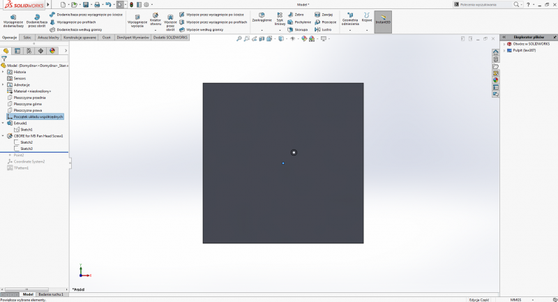 kreator otworów solidowrks walcowe