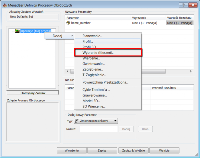 procesy obróbcze wybieranie kieszeni solidcam