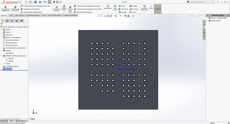 rożne rodzaje szyku w solidworks