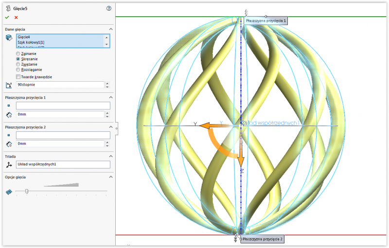 skręcanie solidworks gięcie