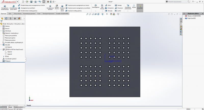 szyk oparty na tabeli solidworks